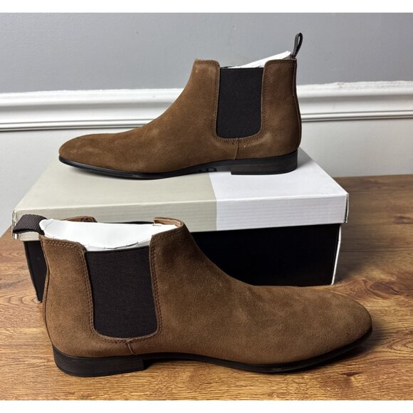 Mens BP. Easton Water Resistant Brown Suede Slip On Chelsea Ankle Boots Size 9.5 - Picture 1 of 9